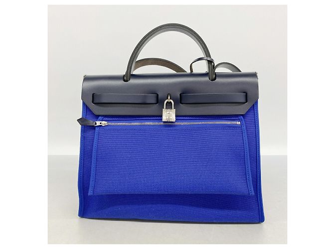 Hermès Borsa Hermes Herbag Zip PM Nero Blu - vista 9