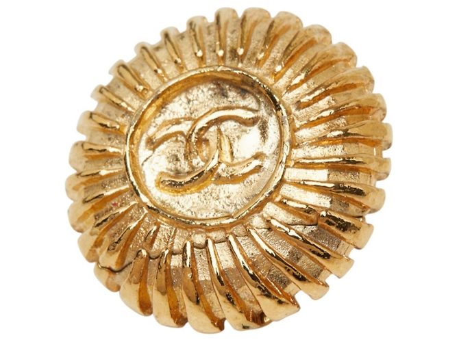 Orecchini rotondi vintage Chanel Coco Mark D'oro - vista 3