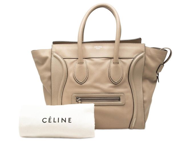 Céline Borsa a mano Celine Luggage Mini Shopper Beige - vista 7