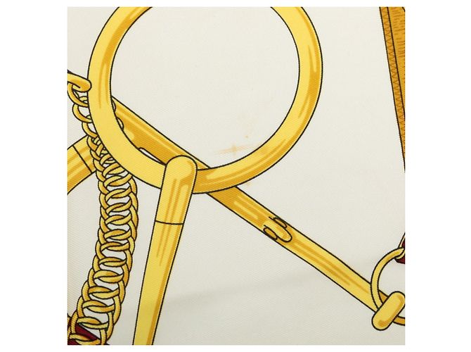Hermès Carré 90 Apron Doll Golden Spur Schal Weiß Rot - Ansicht 6