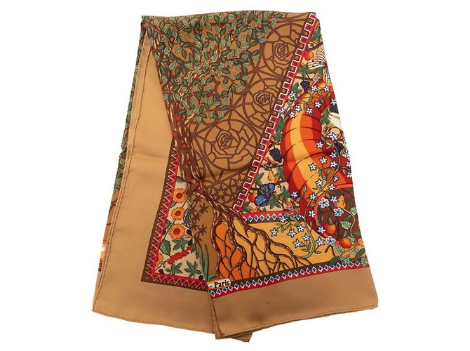 Hermès Foulard Hermes Carre 90 Axis Mundi Marrone Multicolore - vista 2