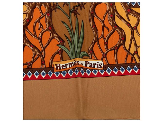 Hermès Foulard Hermes Carre 90 Axis Mundi Marrone Multicolore - vista 5