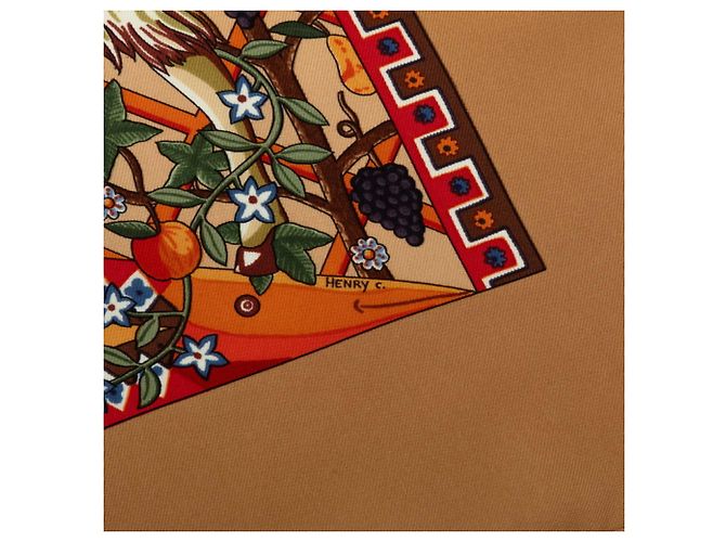 Hermès Foulard Hermes Carre 90 Axis Mundi Marrone Multicolore - vista 6