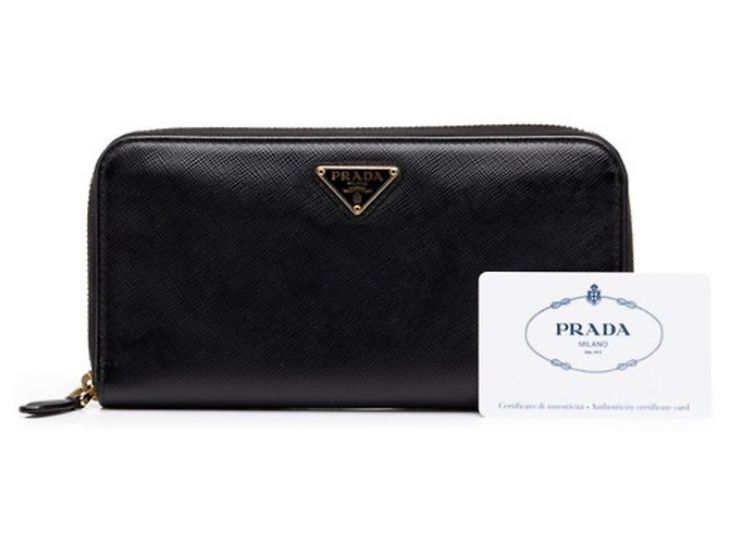 Prada Saffiano Langes Portemonnaie Schwarz - Ansicht 7