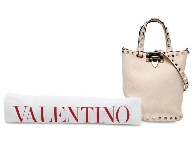 Borsa a secchiello Valentino Rockstud in pelle bianca Bianco Crudo - vista 6
