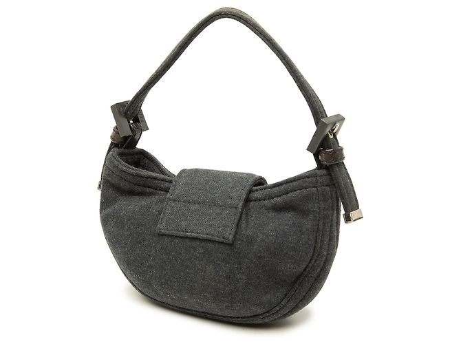 Fendi Mini Croissant Handtasche aus Wolle grau - Ansicht 2