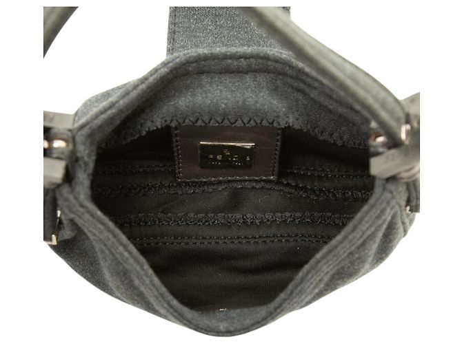 Fendi Mini Croissant Handtasche aus Wolle grau - Ansicht 4