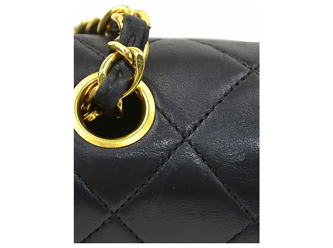 Chanel Black Small Square Quilted Lambskin Flap Nero - vista 11