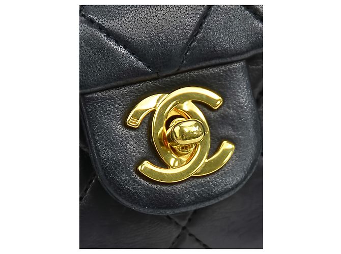 Chanel Black Small Square Quilted Lambskin Flap Nero - vista 12