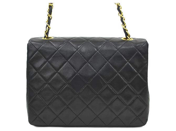 Chanel Black Small Square Quilted Lambskin Flap Nero - vista 2
