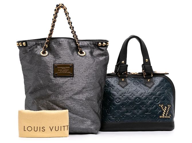 Borsa Tote Louis Vuitton Blue Monogram Empreinte Double Jeu Neo Alma - vista 7