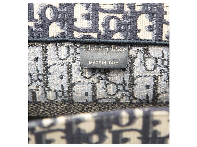 Dior Blue Medium Book Tote aus bestickter Oblique Canvas Blau Marineblau - Ansicht 5