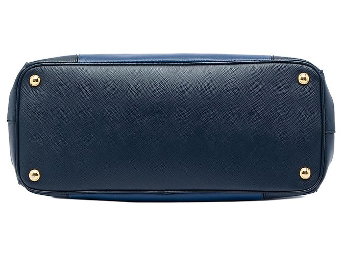 Borsa Prada Galleria Double Zip Bicolor Saffiano Lux Blu Medium Blu navy - vista 3