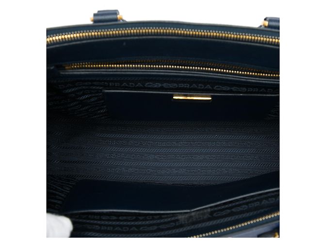 Borsa Prada Galleria Double Zip Bicolor Saffiano Lux Blu Medium Blu navy - vista 4