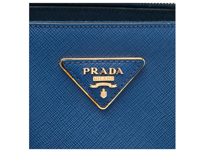 Borsa Prada Galleria Double Zip Bicolor Saffiano Lux Blu Medium Blu navy - vista 5