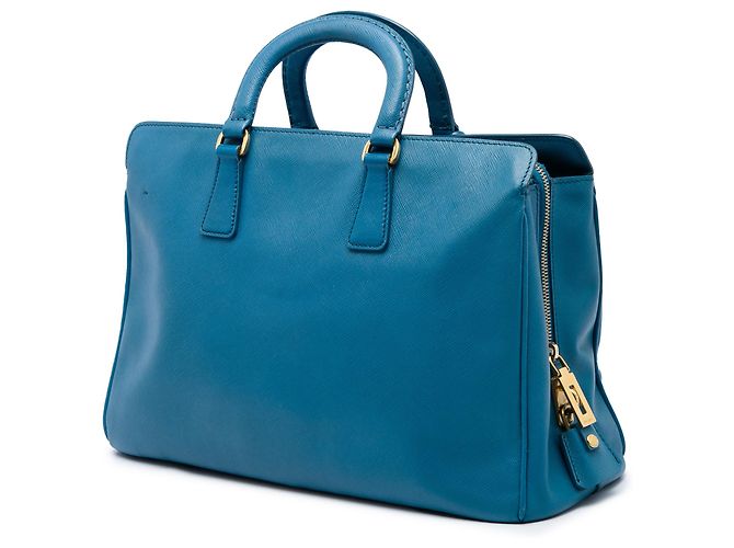 Borsa Tote Prada Blue Medium Saffiano Lux Zip - vista 2