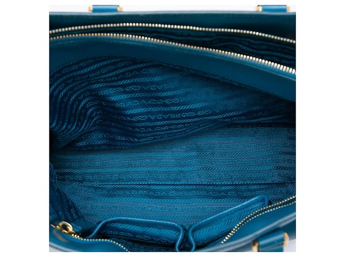 Borsa Tote Prada Blue Medium Saffiano Lux Zip - vista 4