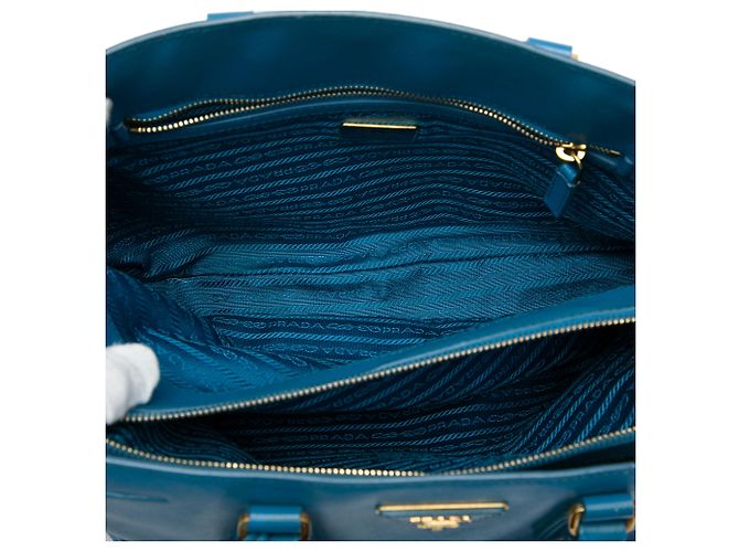 Borsa Tote Prada Blue Medium Saffiano Lux Zip - vista 5