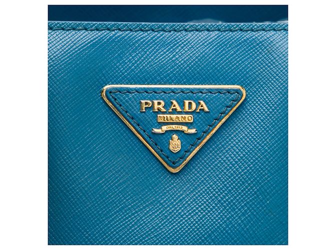 Borsa Tote Prada Blue Medium Saffiano Lux Zip - vista 6