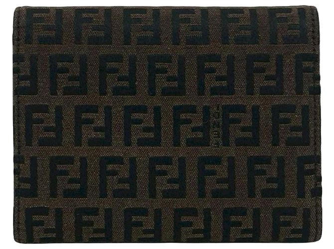 Fendi Brown Zucchino Canvas Trifold Geldbörse Braun - Ansicht 2