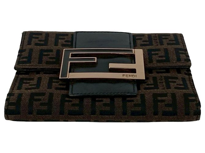 Fendi Brown Zucchino Canvas Trifold Geldbörse Braun - Ansicht 3
