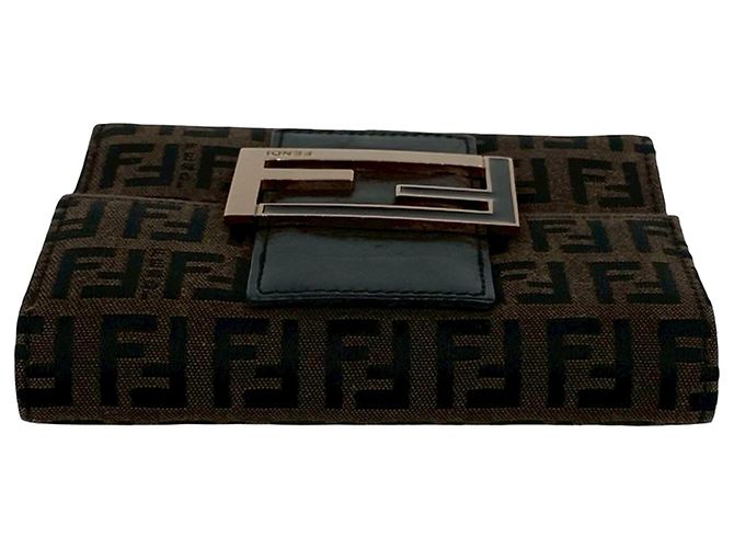 Fendi Brown Zucchino Canvas Trifold Geldbörse Braun - Ansicht 4