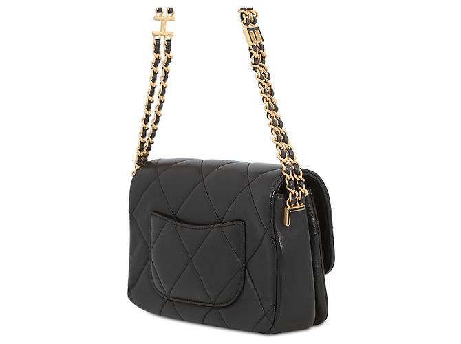 Chanel Black Mini CC Quilted Lambskin Logo Chain Flap Nero - vista 2