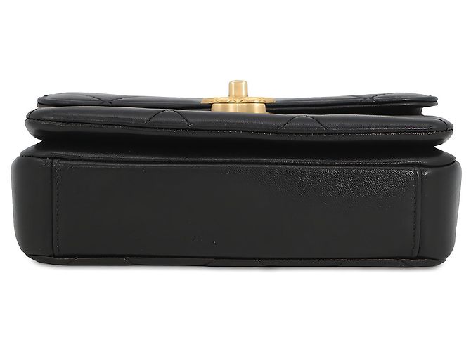 Chanel Black Mini CC Quilted Lambskin Logo Chain Flap Nero - vista 3