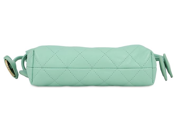Clutch Chanel Green CC Quilted Lambskin con coulisse e tracolla - vista 3