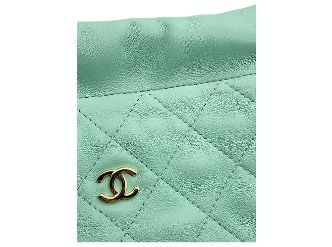 Clutch Chanel Green CC Quilted Lambskin con coulisse e tracolla - vista 8