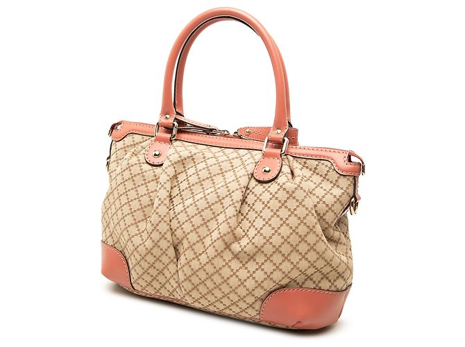 Borsa Satchel Gucci Beige Diamante Canvas Sukey - vista 2