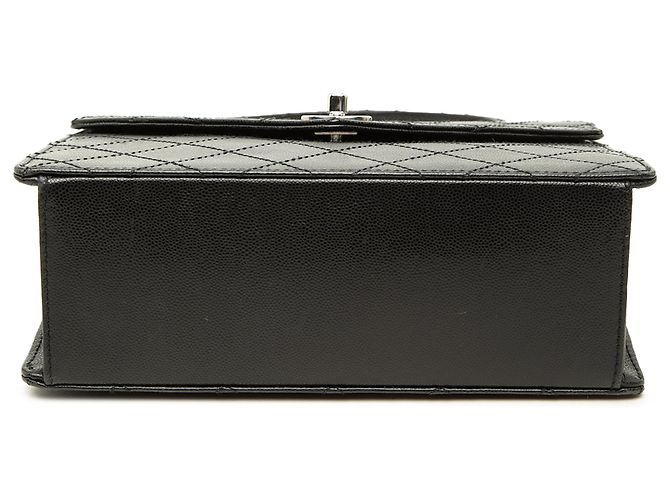 Chanel Black CC Quilted Caviar Top Handle Flap Preto - vista 3