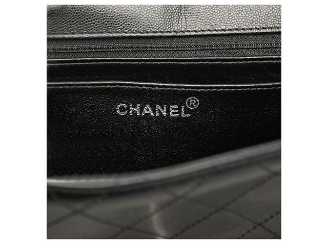 Chanel Black CC Quilted Caviar Top Handle Flap Preto - vista 5