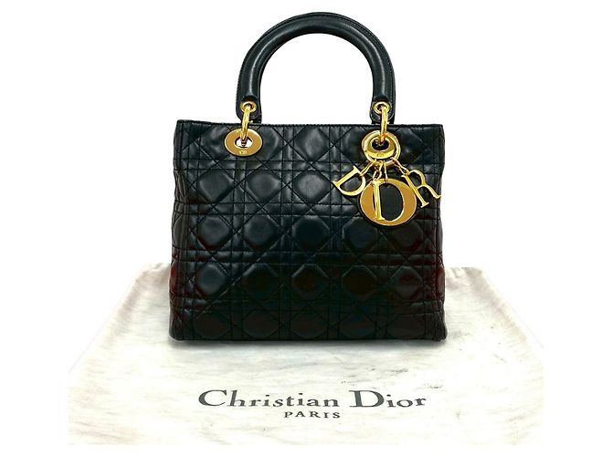 Dior Black Medium Lambskin Cannage Lady Dior Nero - vista 10