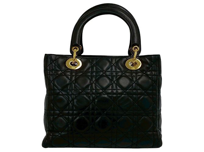 Dior Black Medium Lambskin Cannage Lady Dior Nero - vista 2