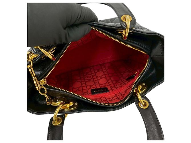 Dior Black Medium Lambskin Cannage Lady Dior Nero - vista 3