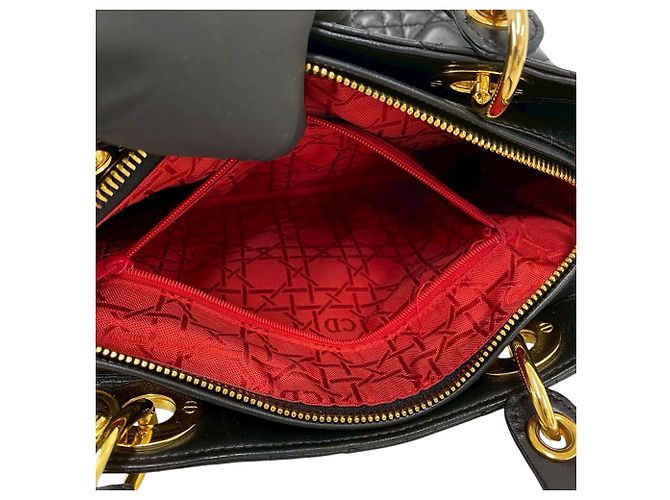 Dior Black Medium Lambskin Cannage Lady Dior Nero - vista 4
