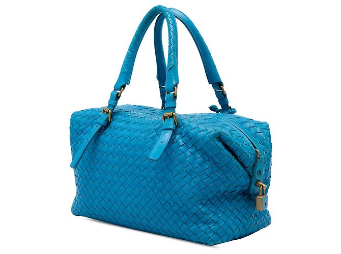 Borsa Boston Bottega Veneta in Nappa Intrecciato blu - vista 2