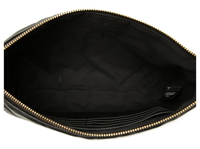 Clutch Fendi FF 1974 in pelle goffrata nera - vista 4