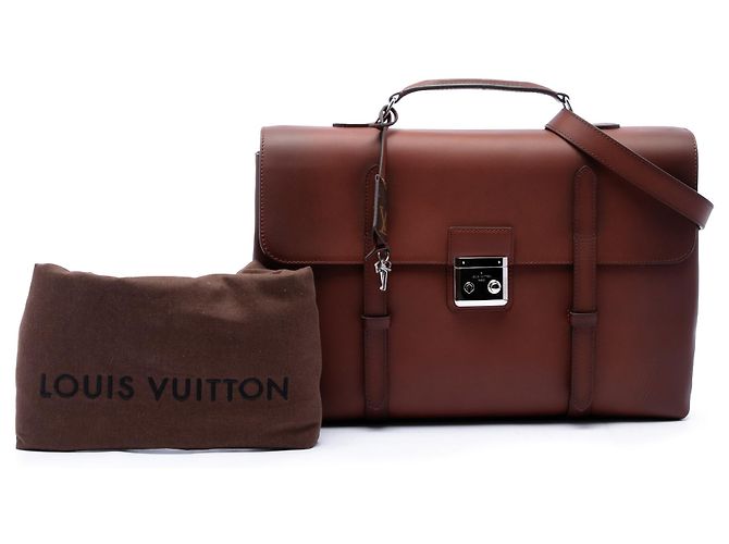 Borsetta Louis Vuitton Brown Leather Ombre Cartable Briefcase Marrone - vista 7