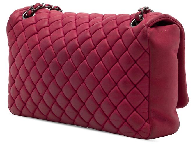 Chanel Red Large Quilted Iridescent Calfskin New Bubble Flap Rosso - vista 2