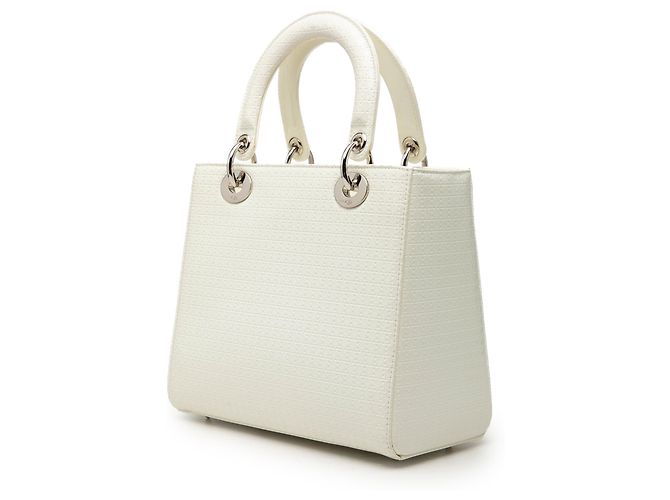 Dior White Medium Patent Microcannage Lady Dior Weiß Roh - Ansicht 2