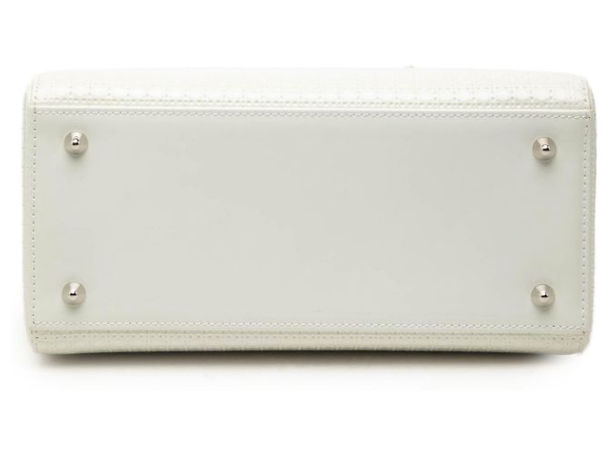 Dior White Medium Patent Microcannage Lady Dior Weiß Roh - Ansicht 3