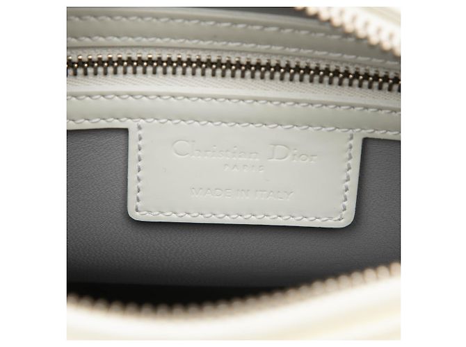 Dior White Medium Patent Microcannage Lady Dior Weiß Roh - Ansicht 5