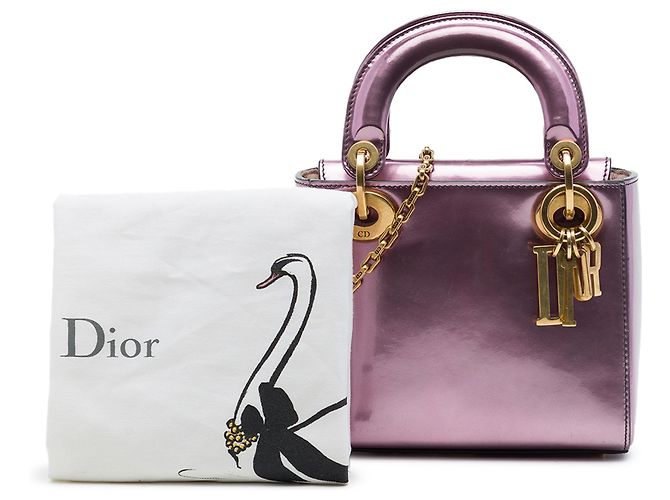 Dior Pink Mini Metallic Patent Lady Dior - view 7