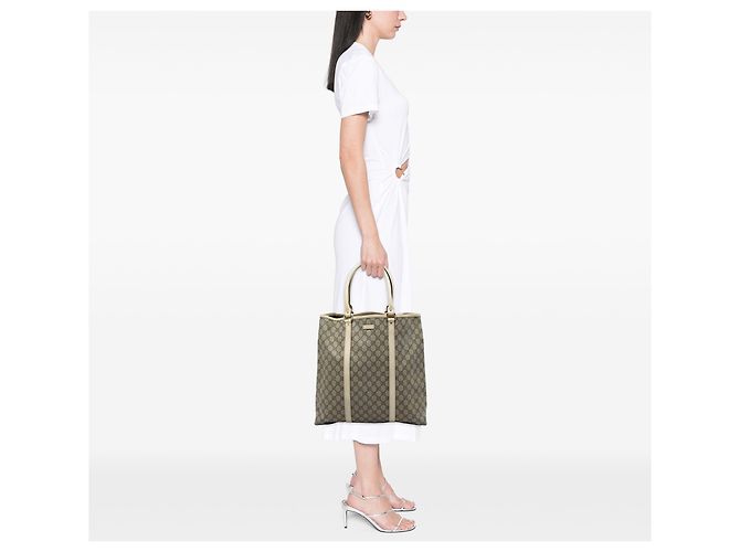 Bolso Tote Vertical Gucci Beige GG Supreme Joy - vista 7