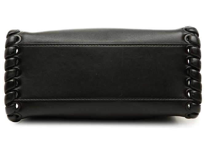 Borsa Satchel Fendi Peekaboo Iconic Mini in pelle nera con lacci - vista 3