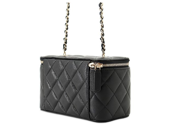 Vanity Neceser Chanel Small Quilted Caviar negro con cadena - vista 2