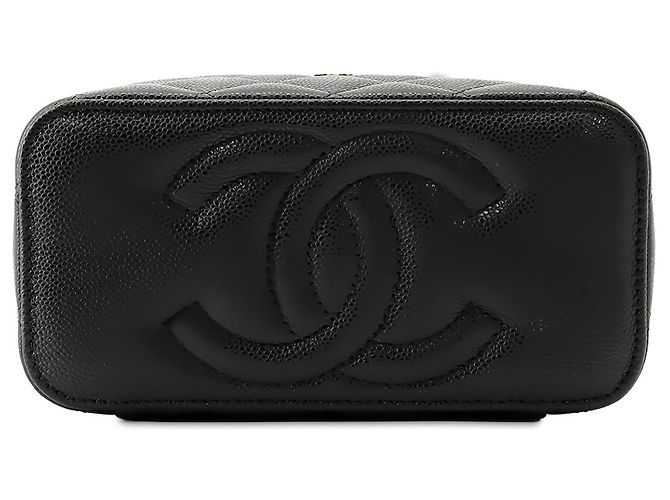 Vanity Neceser Chanel Small Quilted Caviar negro con cadena - vista 3