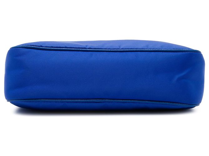 Borsa Satchel Prada Re Edition 2005 in Tessuto con Rifiniture in Saffiano Blu - vista 3